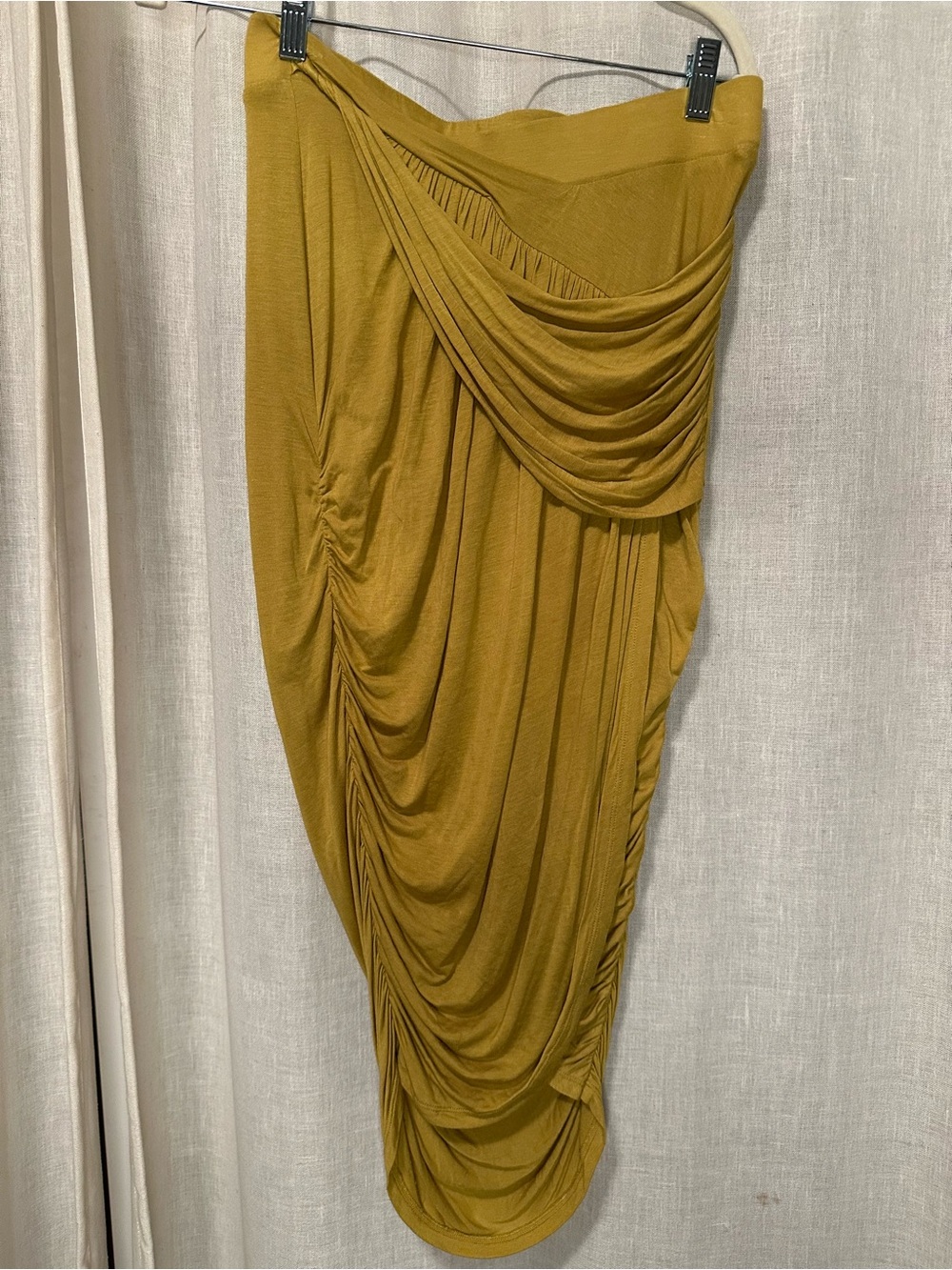 Free People Green Ruched Assymetrical Skirt Resortwear Bodycon Stretchy Small-P